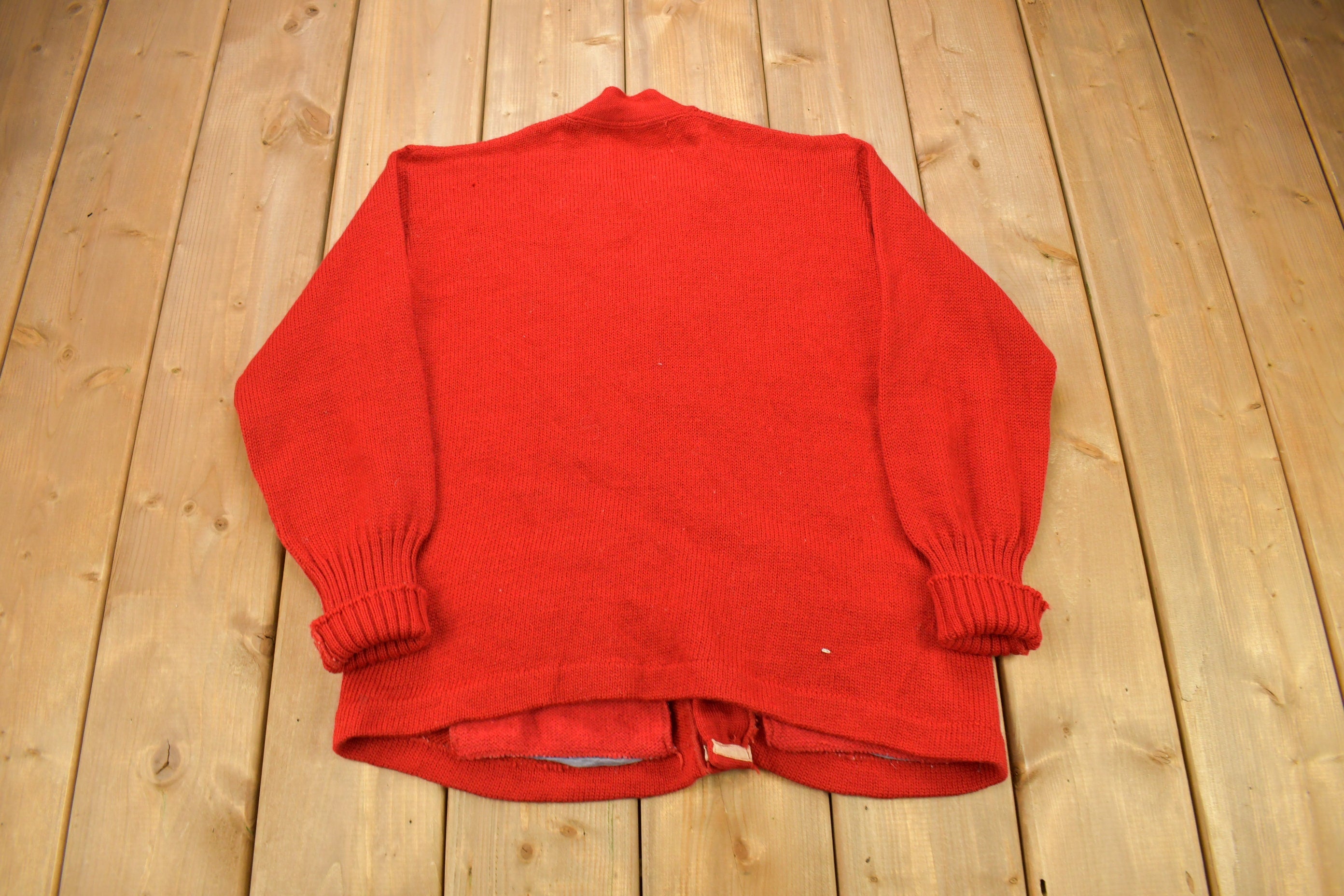 Vintage 1950s Blank Red Cardigan Sweater
