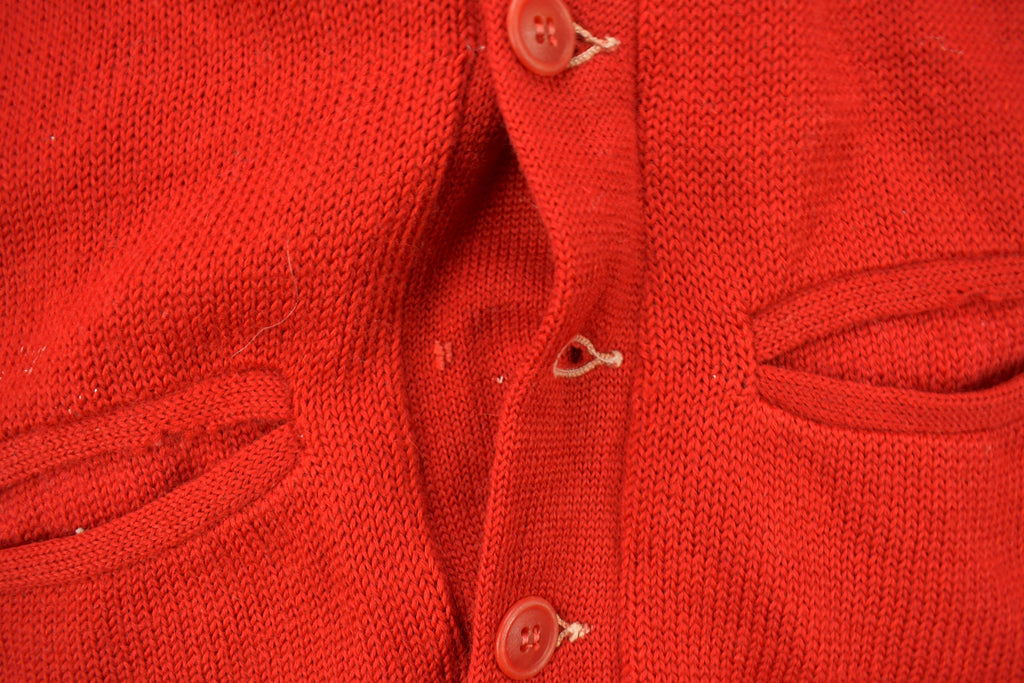 Vintage 1950s Blank Red Cardigan Sweater