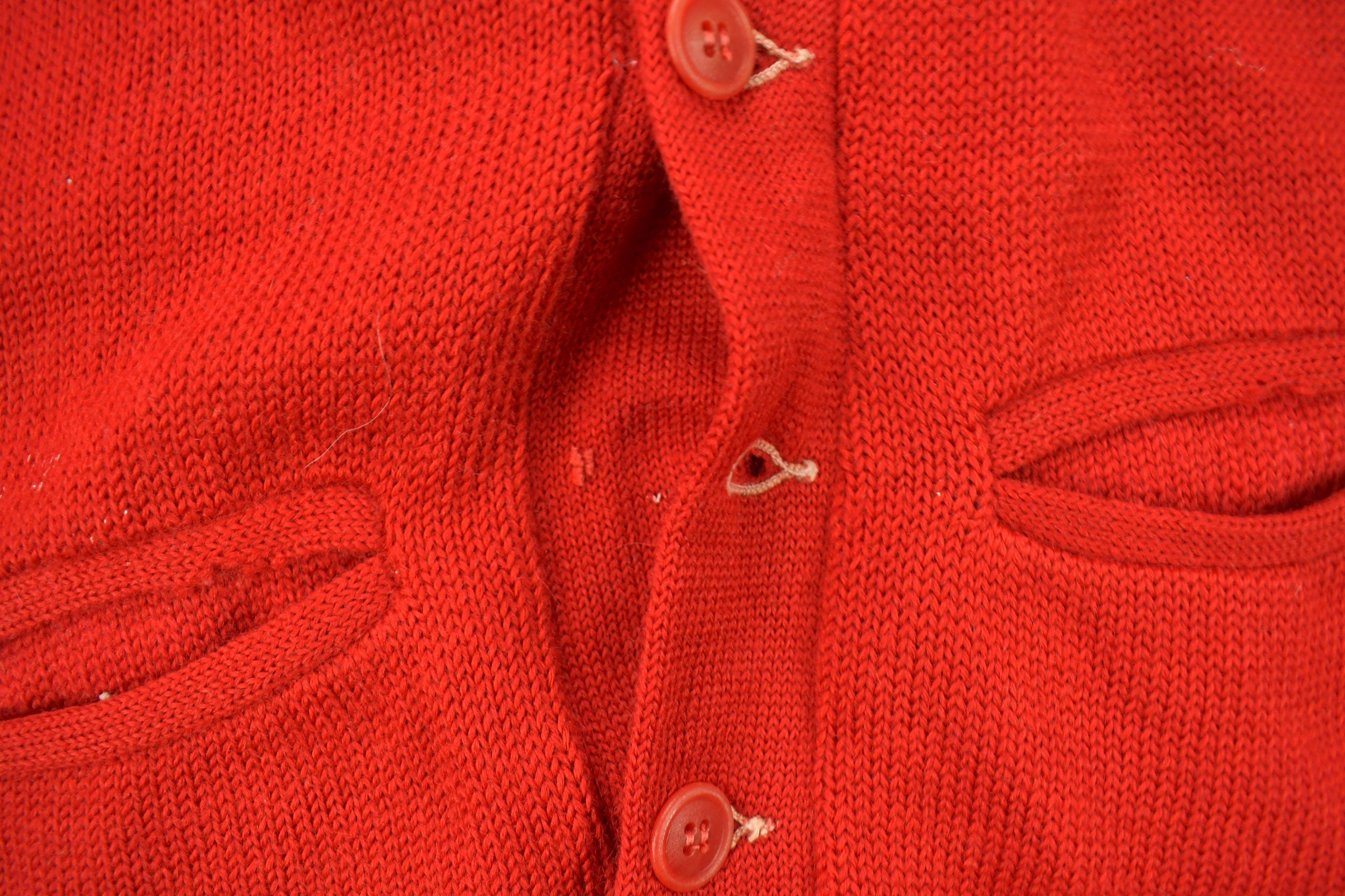 Vintage 1950s Blank Red Cardigan Sweater