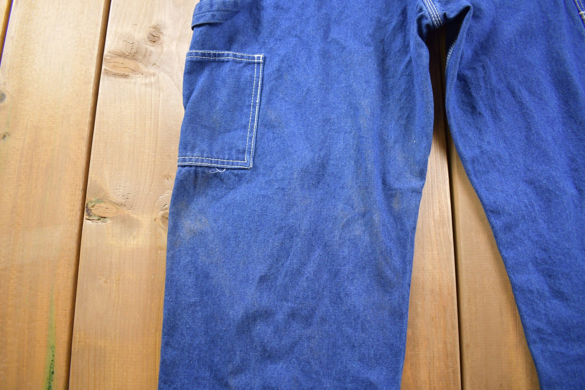 Vintage 1970s Big Smith Blue Denim Jean Overalls Size 39 x 29