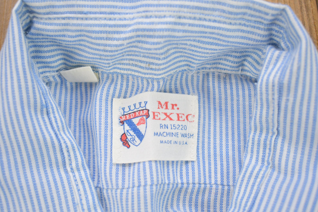 Vintage 1980s Red Kap Mr Exec Pin Striped Button Up Shirt