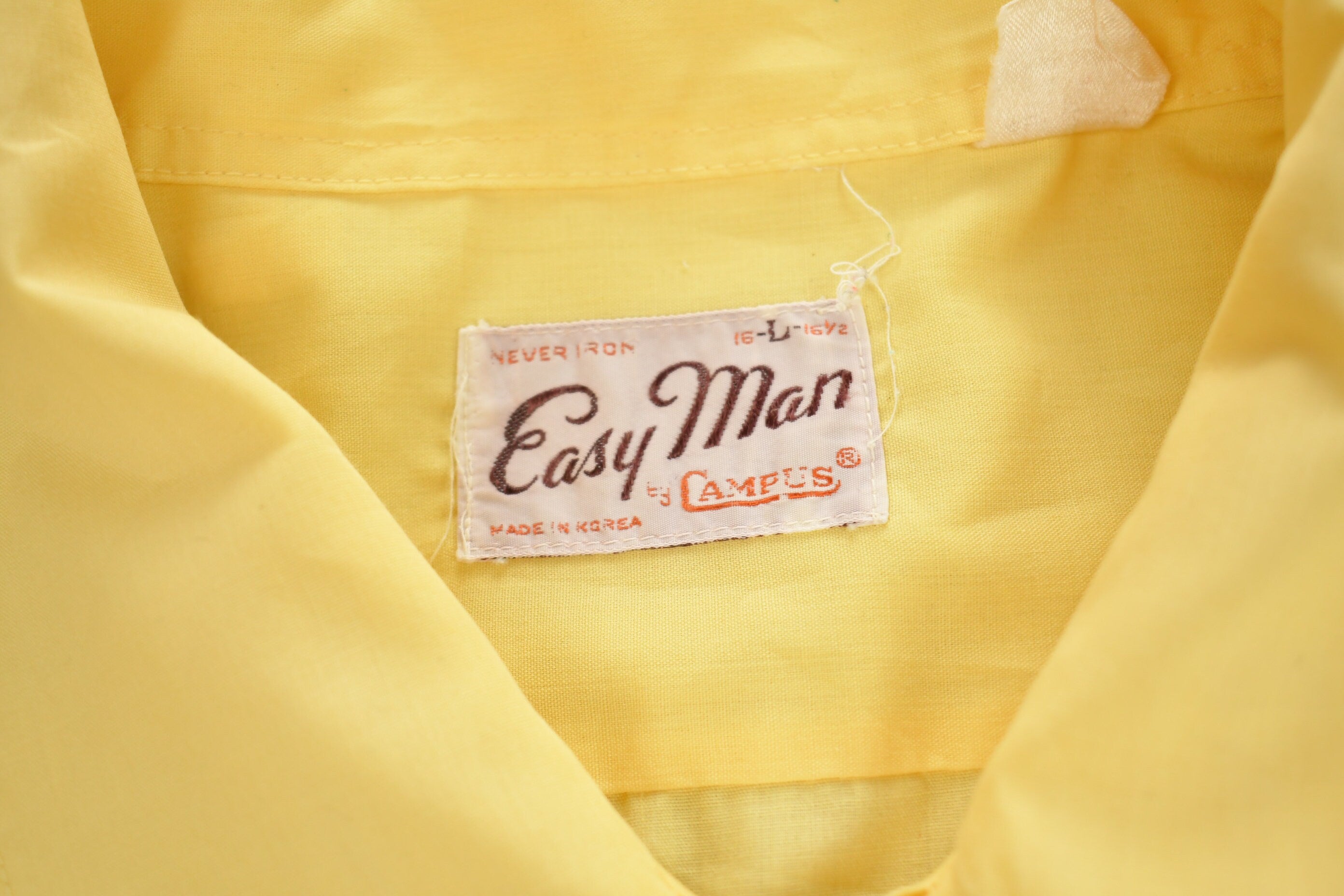 Vintage 1960s Easy Man By Campus Blank Yellow Button Up Shirt
