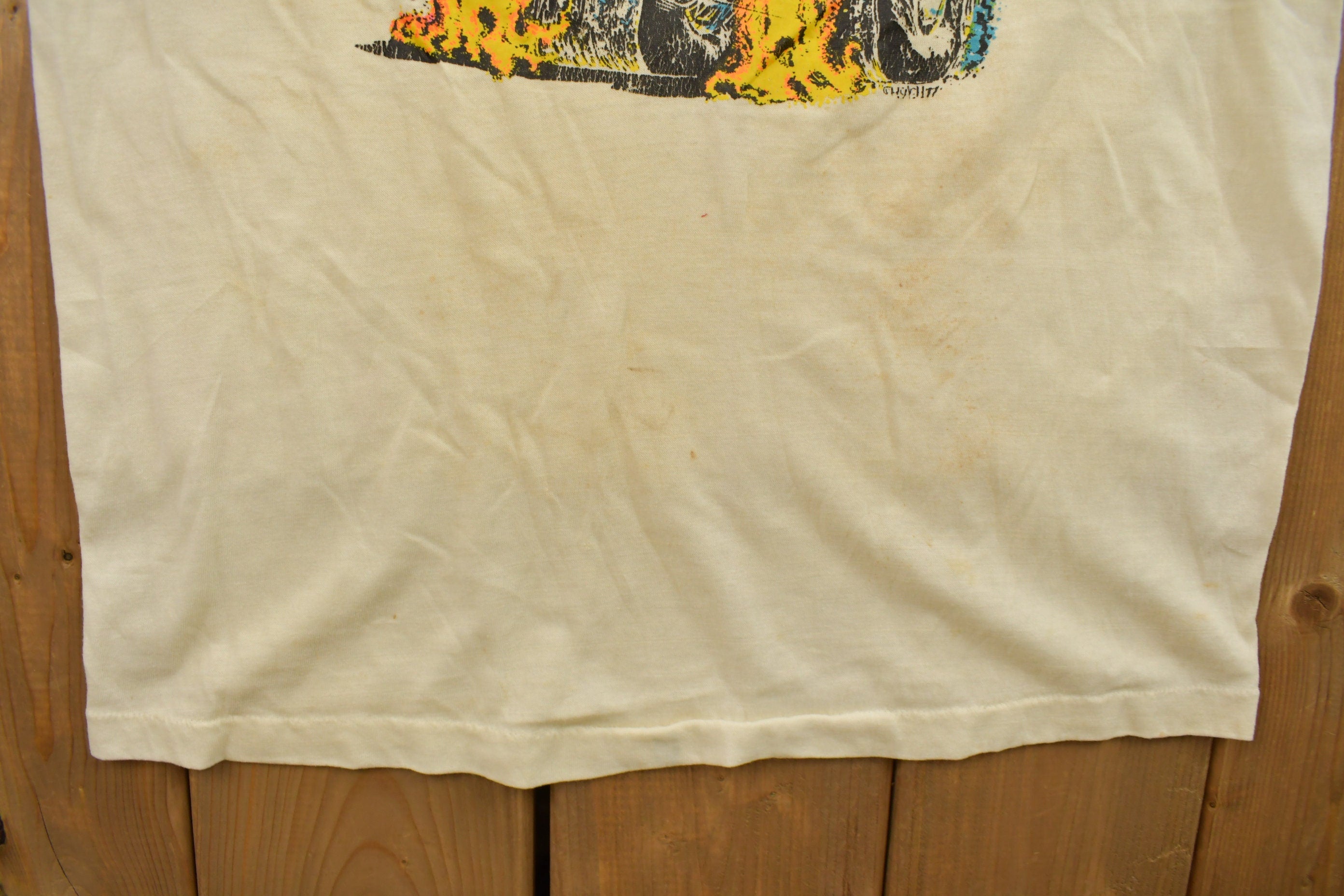 Vintage 1980s 55 Chevy Chevrolet Graphic Ringer T-Shirt