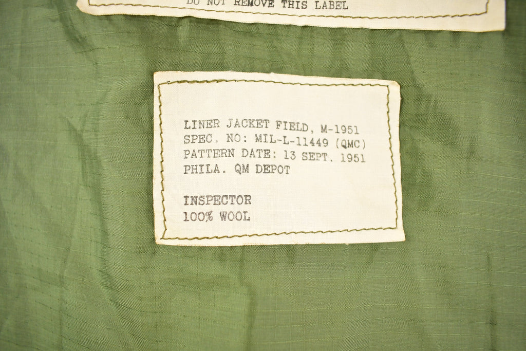 Vintage 1951 100% Wool Lining Authentic Military Parka Jacket Liner