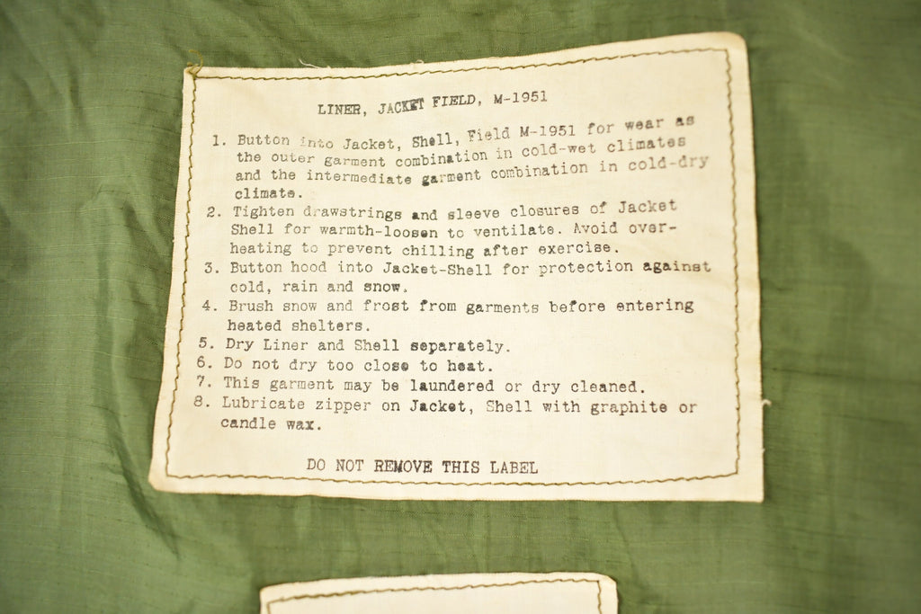 Vintage 1951 100% Wool Lining Authentic Military Parka Jacket Liner