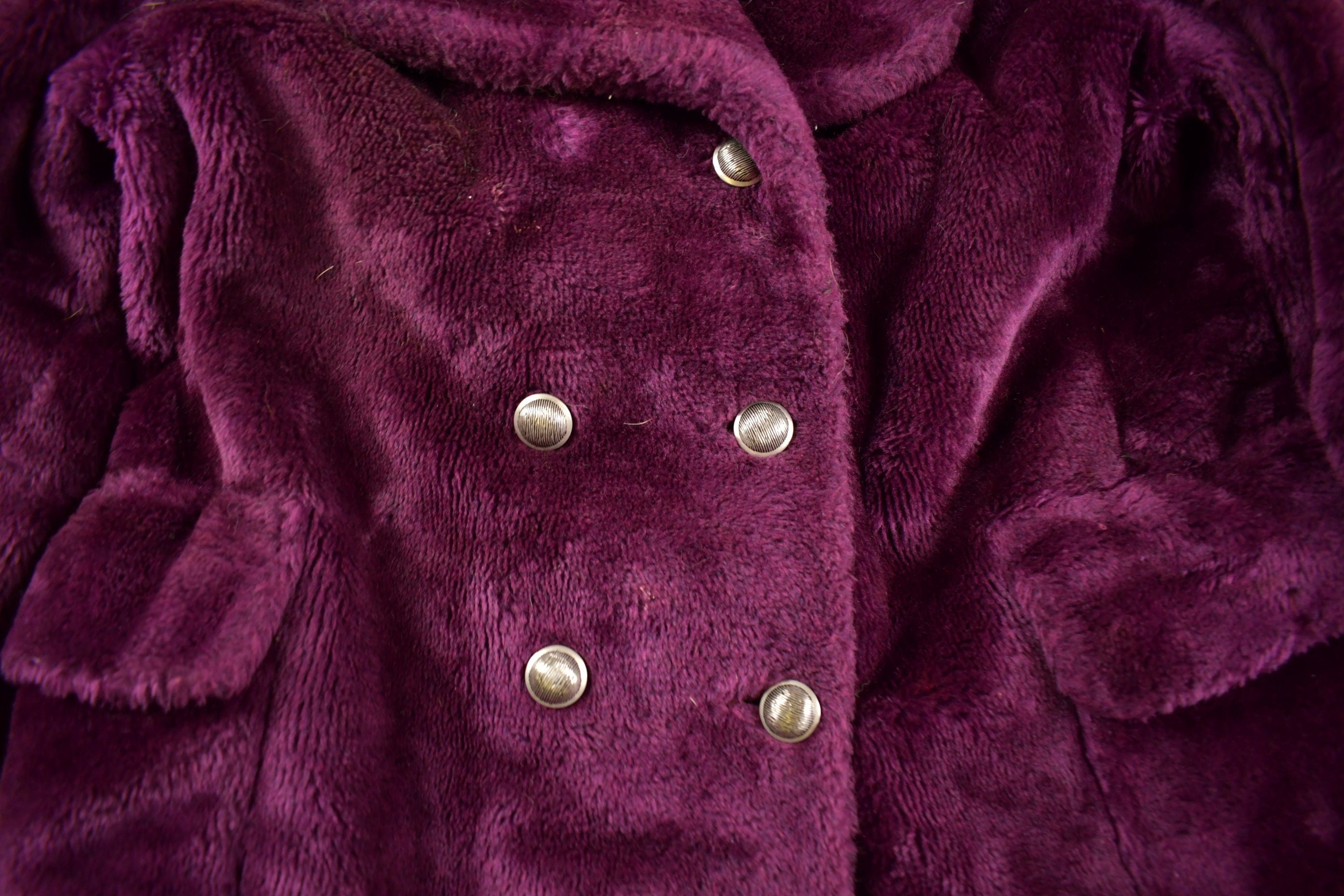 Vintage 1960s Sears & Roebucks Purple Plush Faux Fur Coat