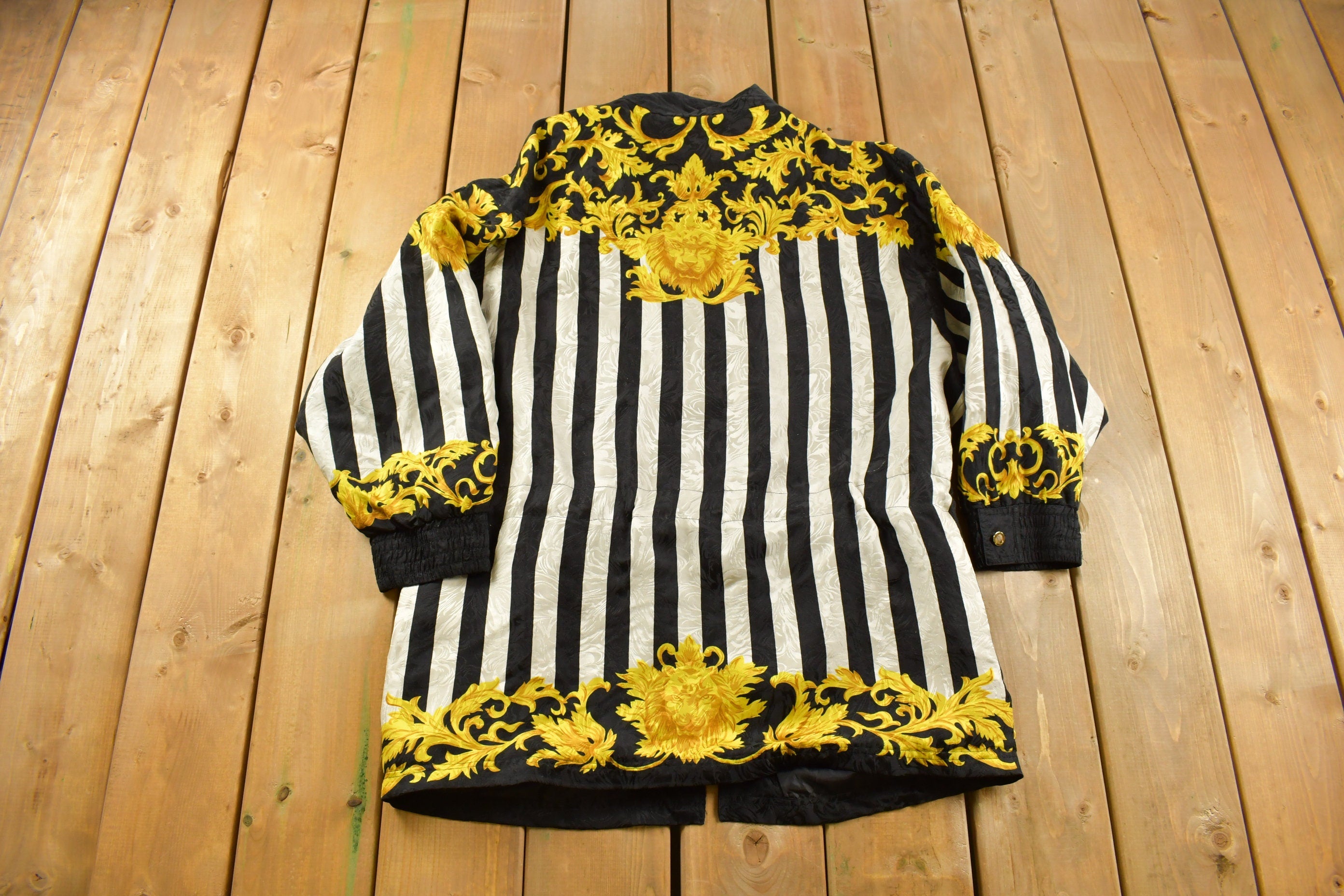 Vintage 1990s 100% Silk Indications Abstract Pattern Windbreaker Jacket