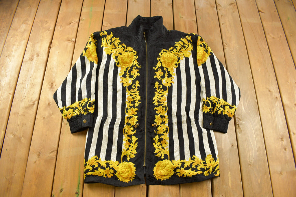 Vintage 1990s 100% Silk Indications Abstract Pattern Windbreaker Jacket