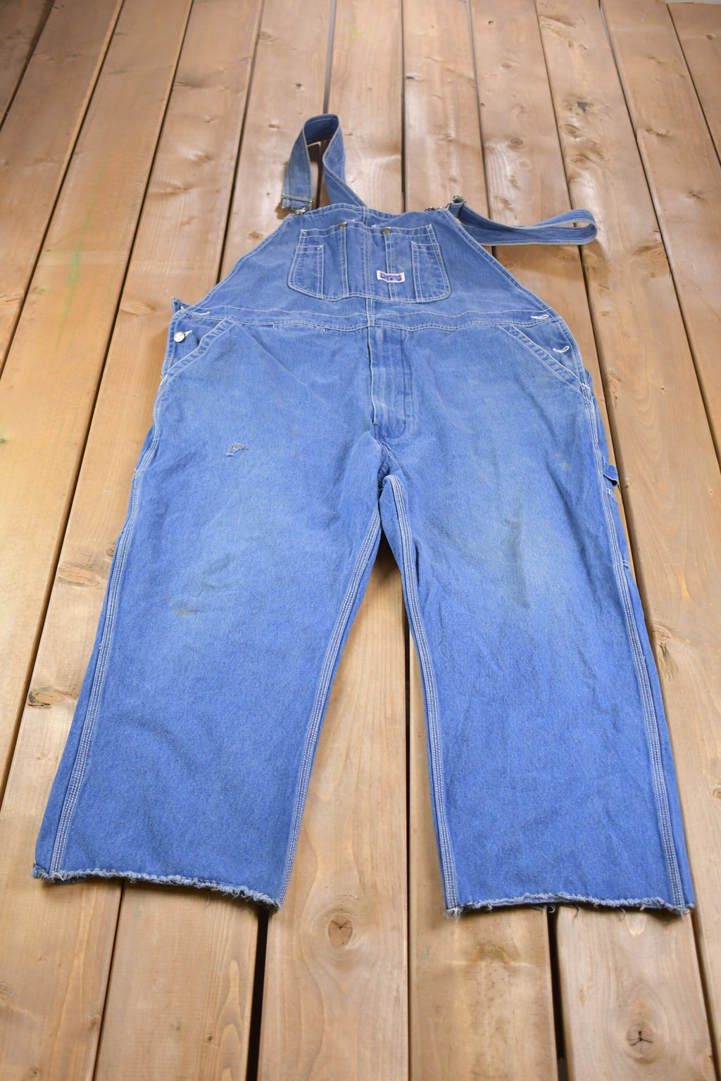 Vintage 1970s Big Smith Cut Off Jean Overalls Size 44 x 24