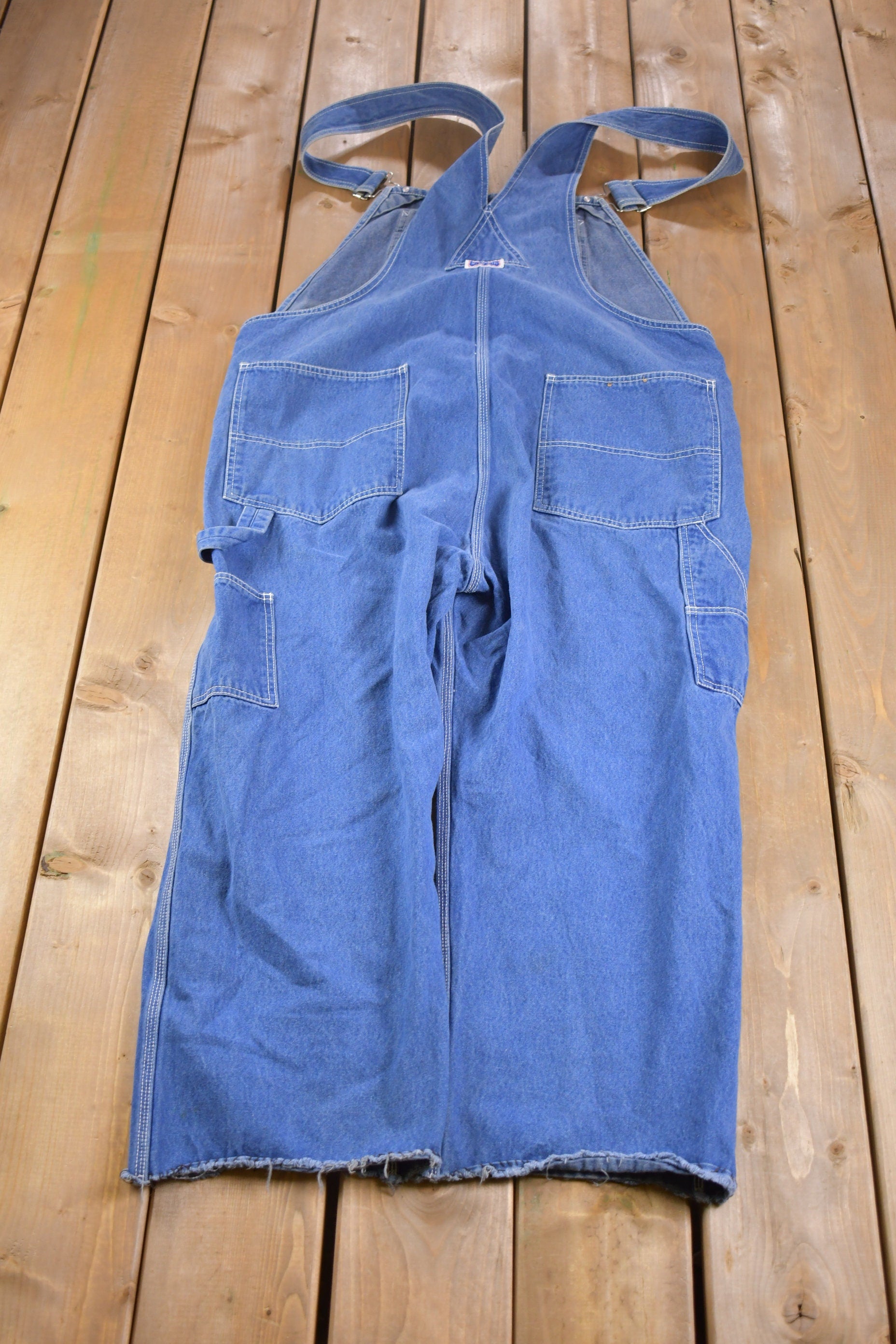 Vintage 1970s Big Smith Cut Off Jean Overalls Size 44 x 24
