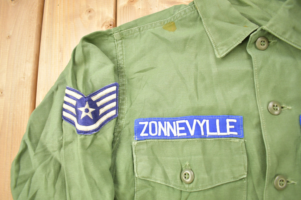 Vintage 1960s OG-107 US Air Force Military Sateen Shirt