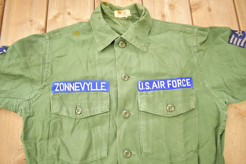 Vintage 1960s OG-107 US Air Force Military Sateen Shirt