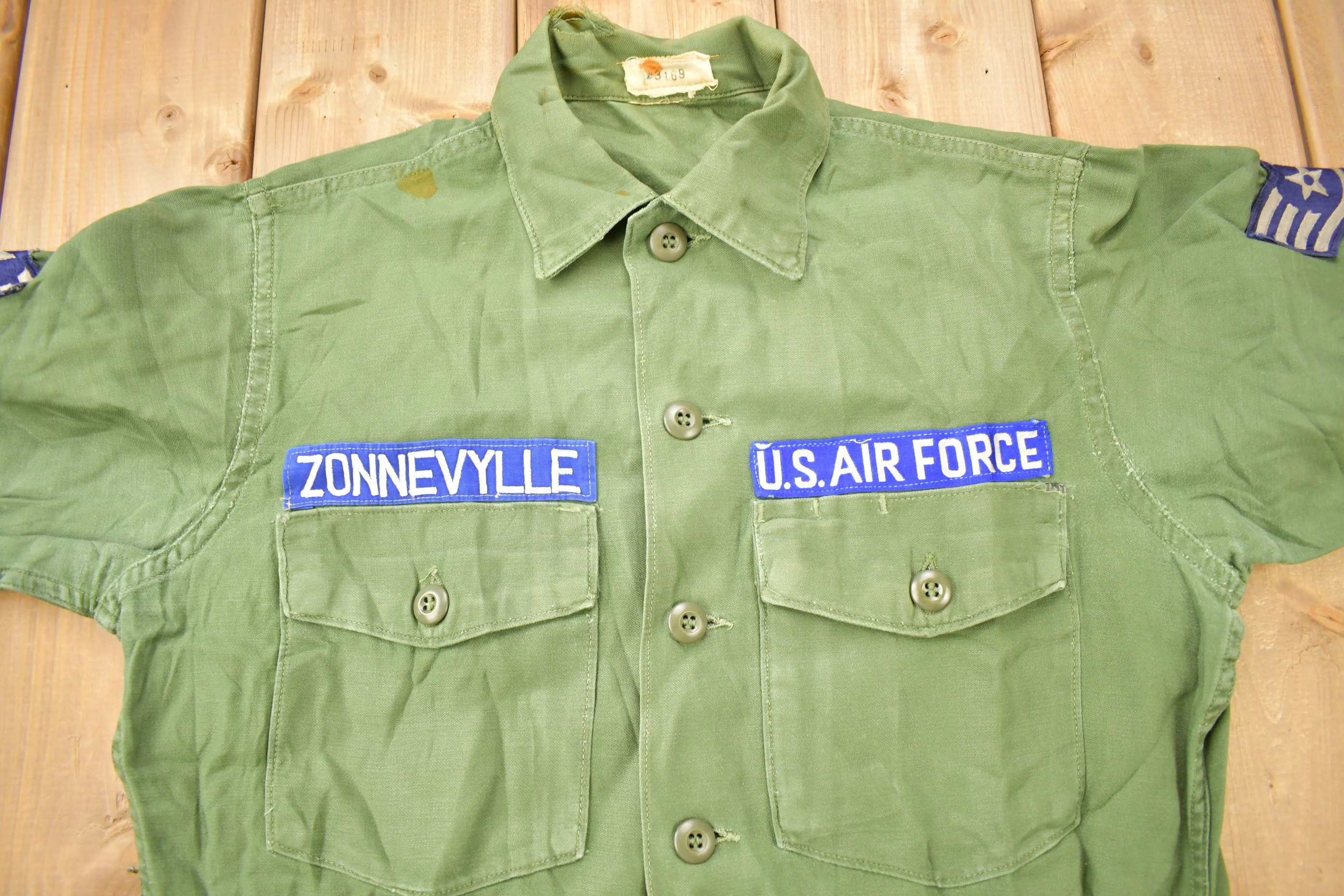 Vintage 1960s OG-107 US Air Force Military Sateen Shirt