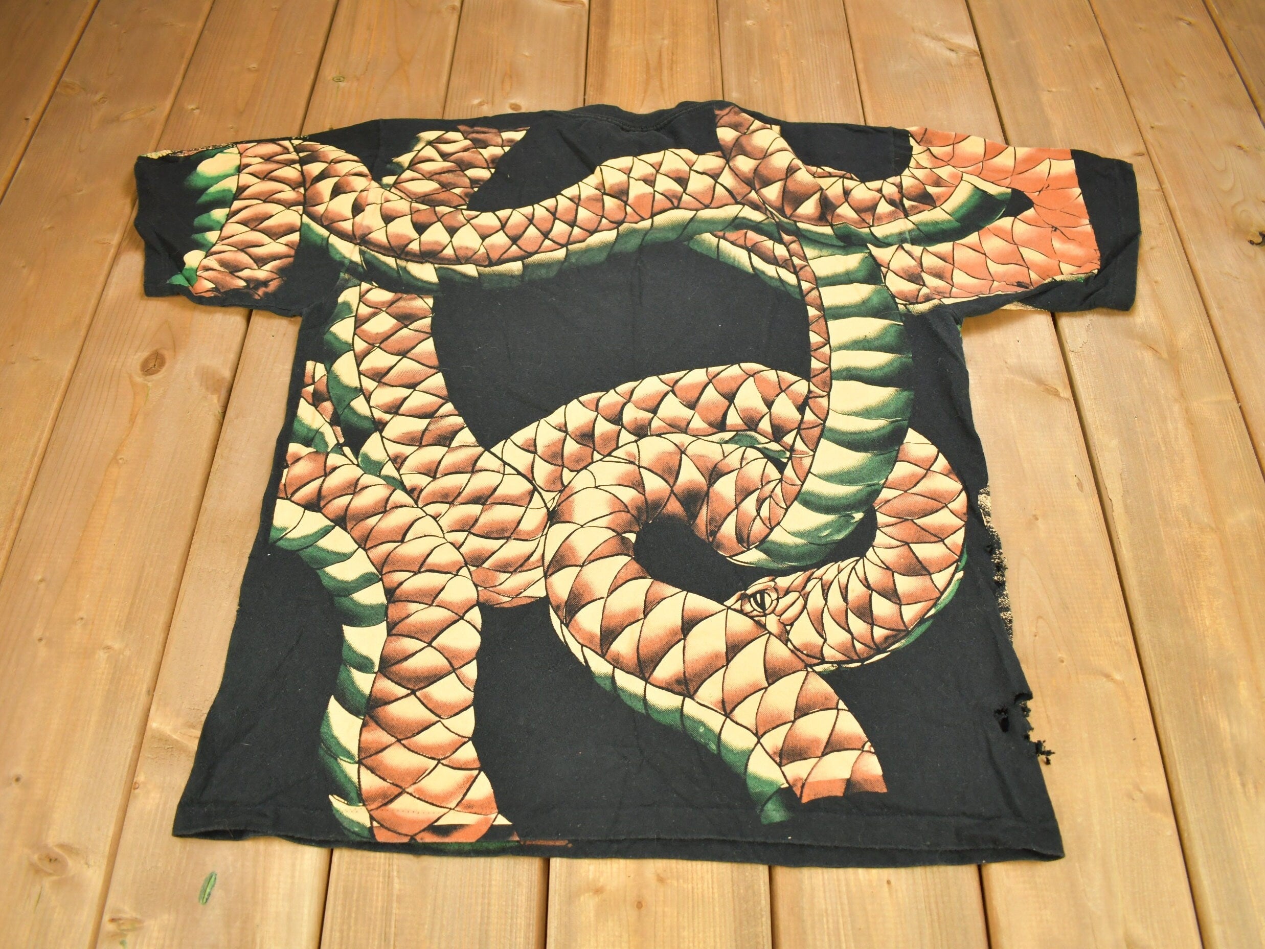 Vintage 1990s Brooks & Dunn All Over Print Rattlesnake T-shirt