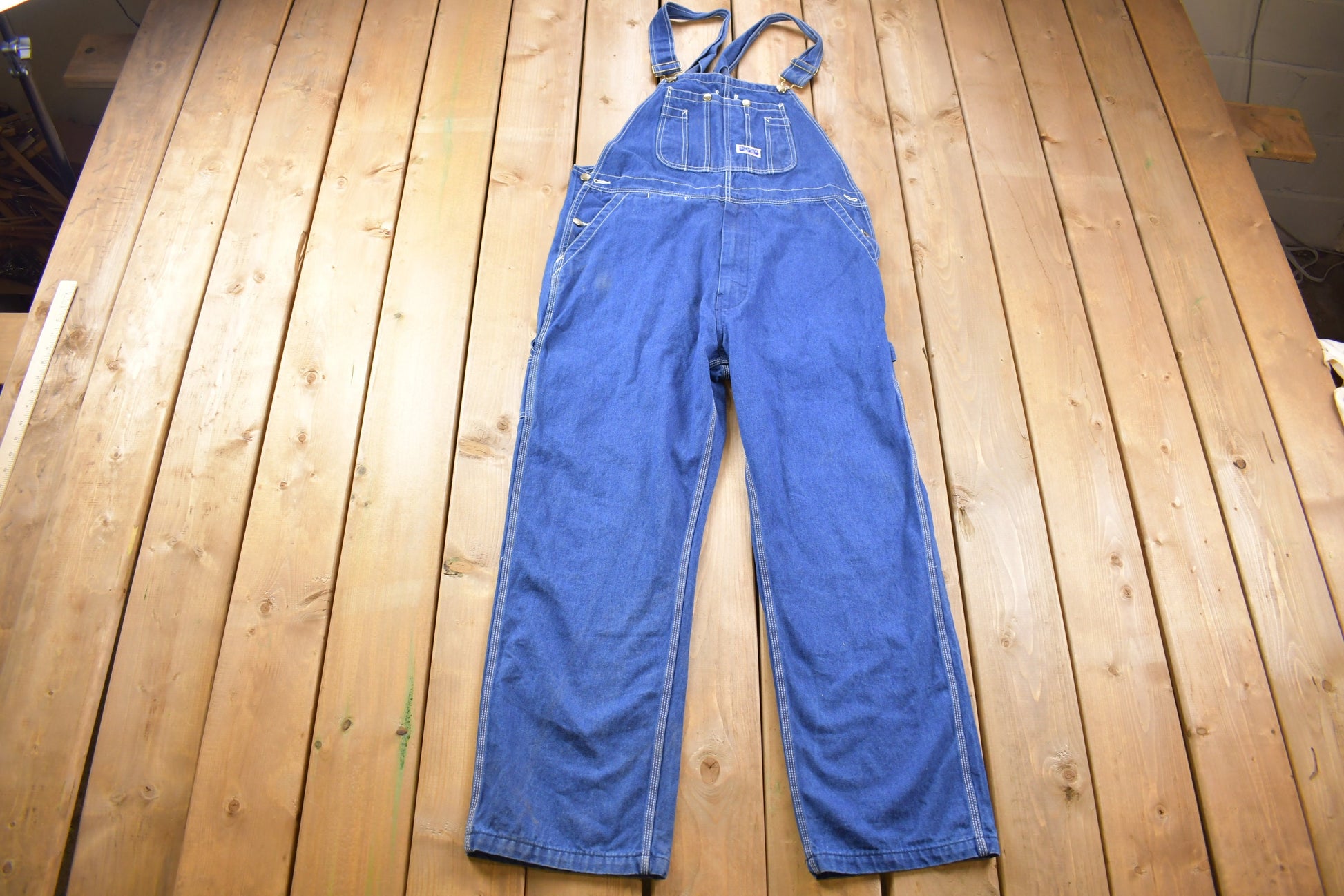 Vintage 1970s Big Smith Blue Denim Jean Overalls Size 39 x 29