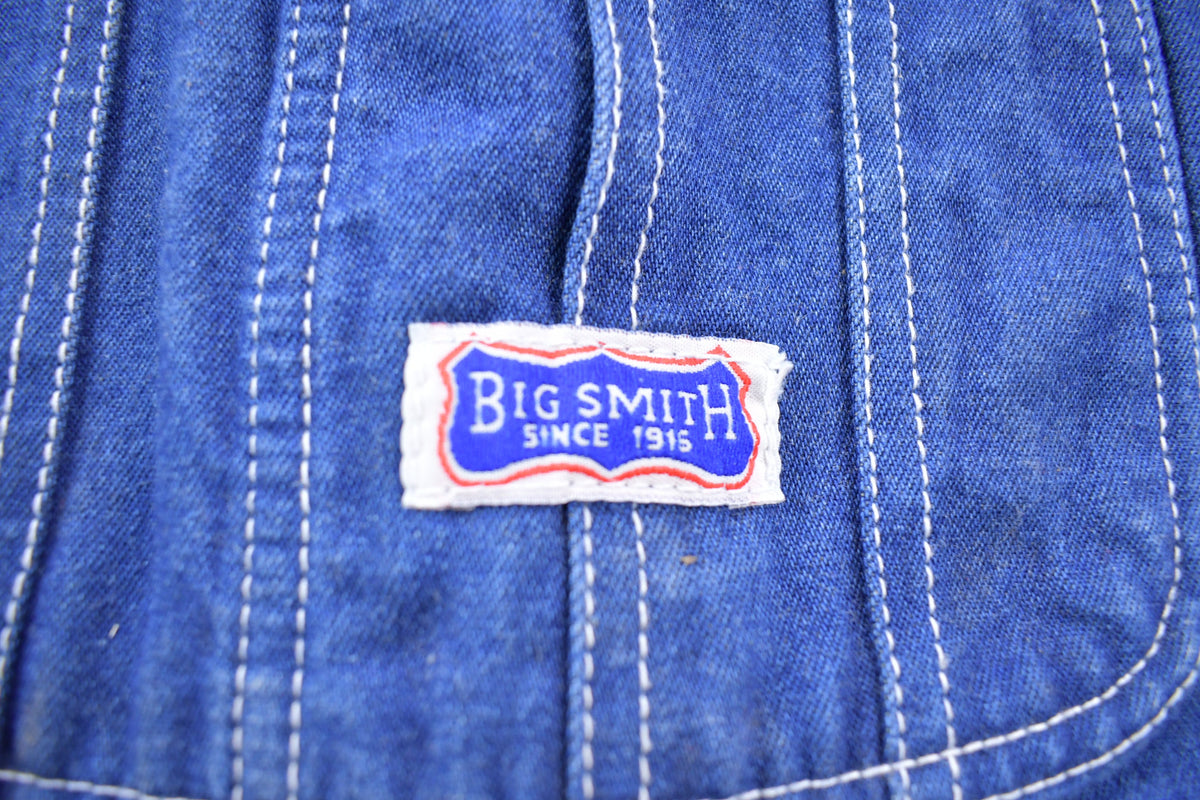 Vintage 1970s Big Smith Blue Denim Jean Overalls Size 39 x 29
