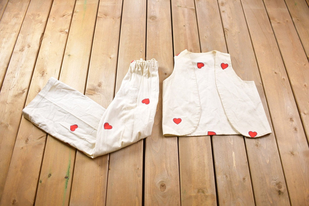 Vintage 1970s Hearts Pants And Vest Set