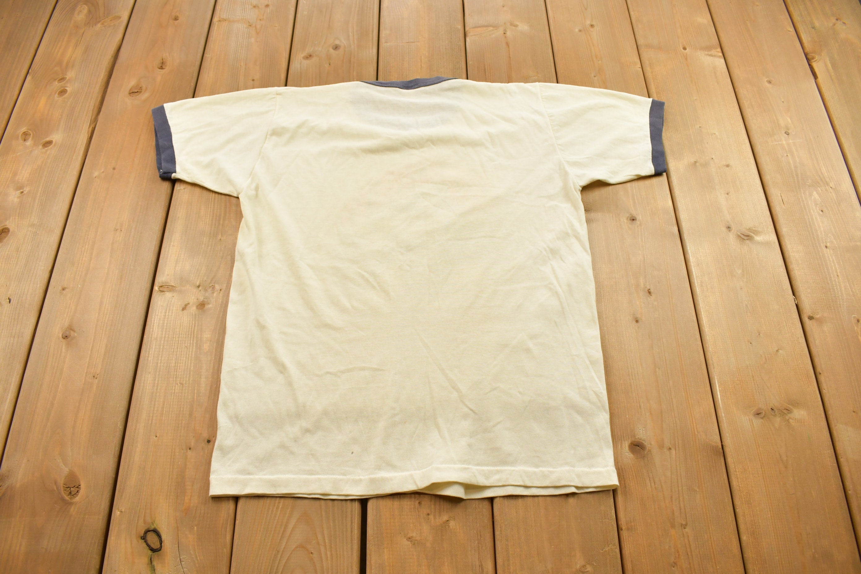 Vintage 1980s 55 Chevy Chevrolet Graphic Ringer T-Shirt