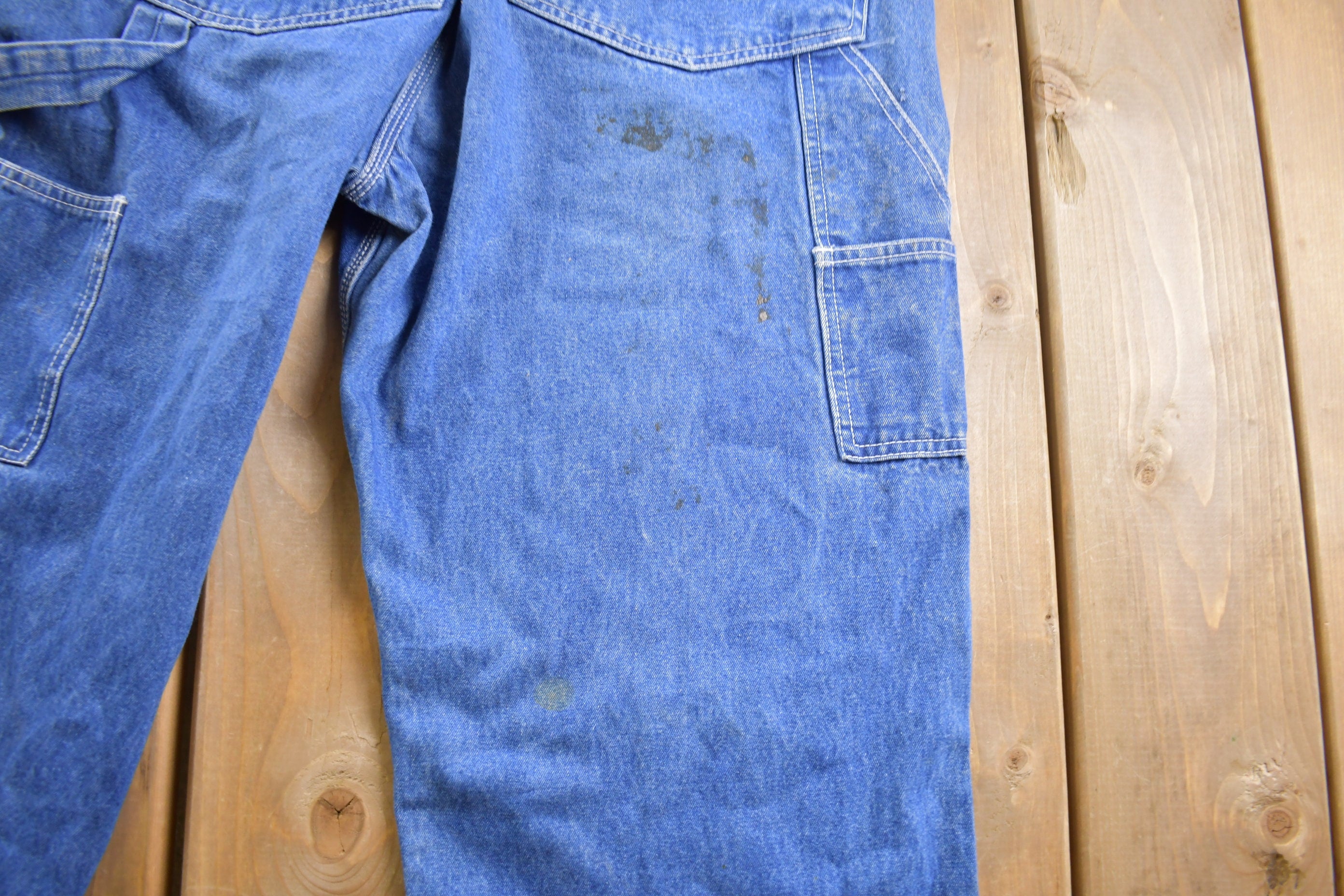 Vintage 1970s Big Smith Blue Denim Jean Overalls Size 38 x 30