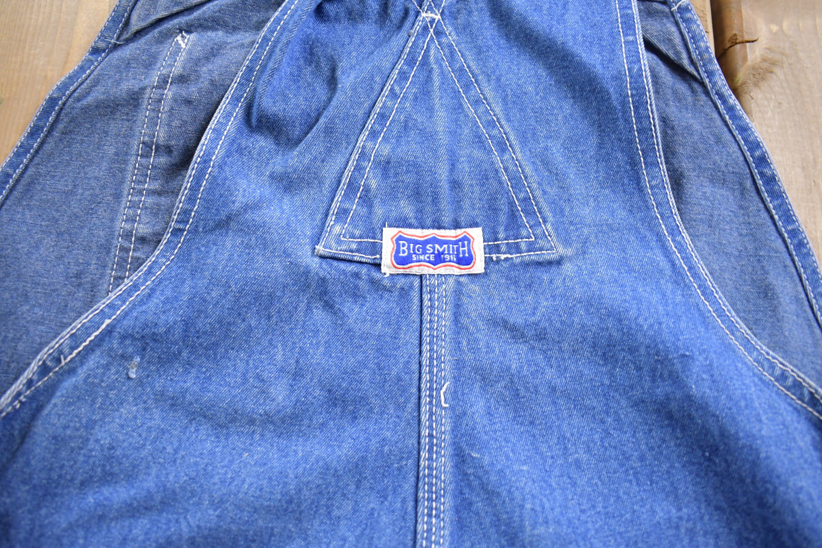 Vintage 1970s Big Smith Blue Denim Jean Overalls Size 38 x 30