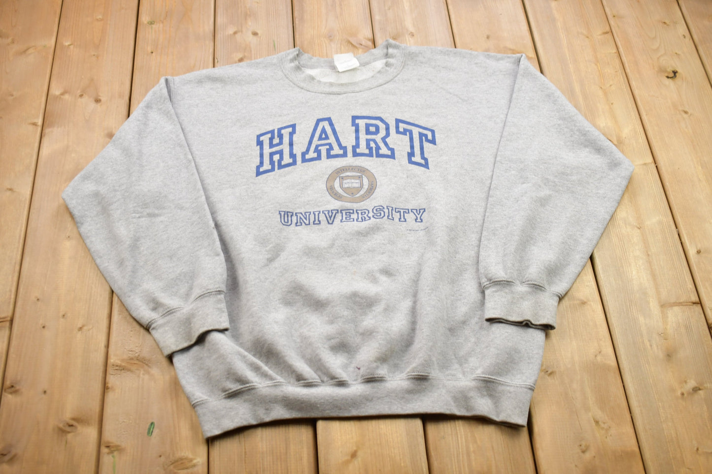 Vintage 1990s Hart University Collegiate Crewneck / Embroidered / NCAA Sweatshirt / Sportswear / Americana / 2002 Hart University