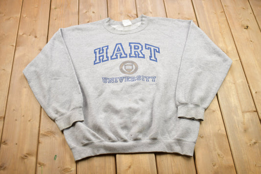 Vintage 1990s Hart University Collegiate Crewneck / Embroidered / NCAA Sweatshirt / Sportswear / Americana / 2002 Hart University