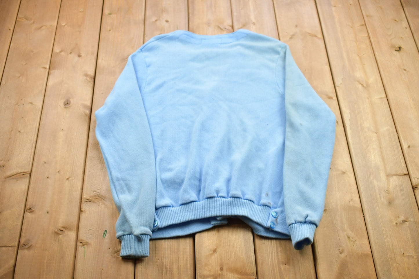 Vintage 1990s King Sport Light Blue Knitted Cardigan Sweater / Vintage Cardigan / Button Up / Blank Cardigan / Knitted Sweater