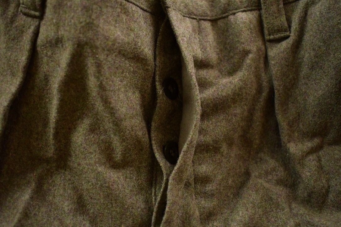 Vintage 1968 US Army Wool Cargo Pants With Suspenders Size 35 x 26.5