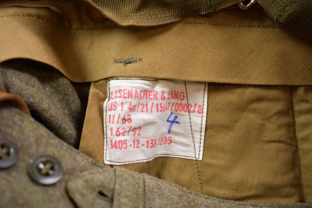 Vintage 1968 US Army Wool Cargo Pants With Suspenders Size 35 x 26.5