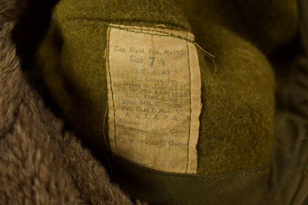 Vintage 1953 US Military Pile Field Cap Hat Size 7 1