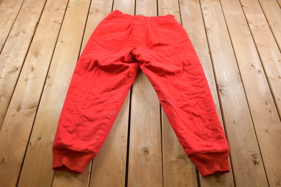 Vintage 1990s Red Insulated Pants Size 32 x 29 / American Vintage / Streetwear Fashion / Vintage Pants / True Vintage / Insulated