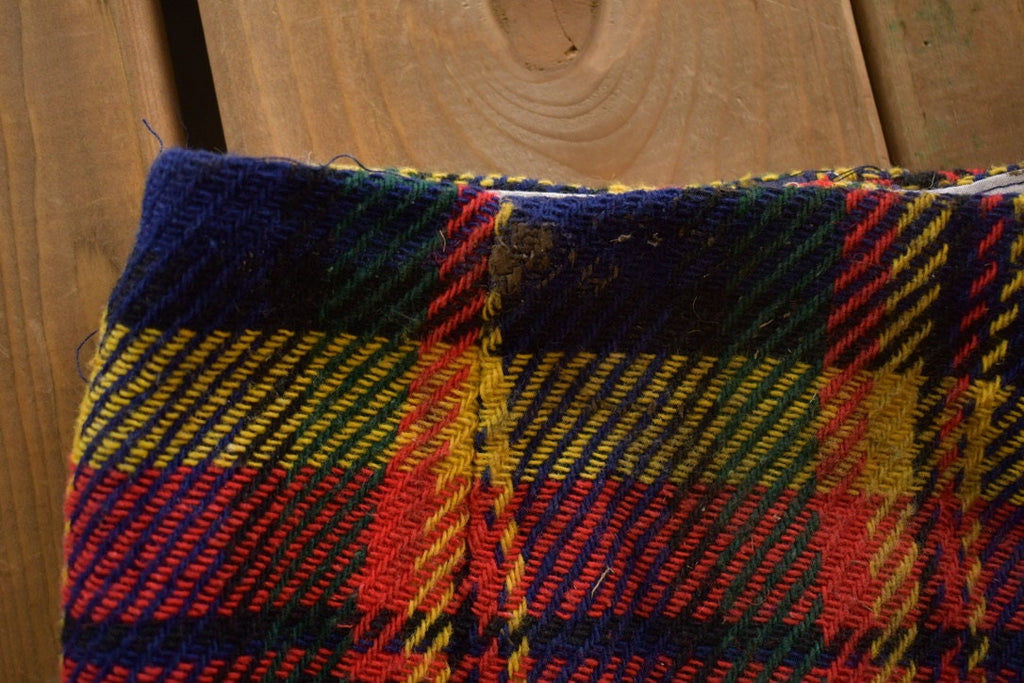 Vintage 1970s Colorful Plaid Wool Bell Bottom Trousers Size 26 x 28