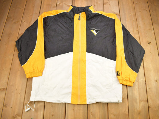Vintage 1990s Pittsburgh Penguins NHL Starter Windbreaker / Color Block / Starter Jacket / Embroidered / Deadstock