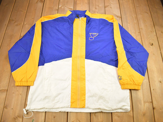 Vintage 1990s St Louis Blues NHL Starter Windbreaker / Color Block / Starter Jacket / Embroidered / Deadstock