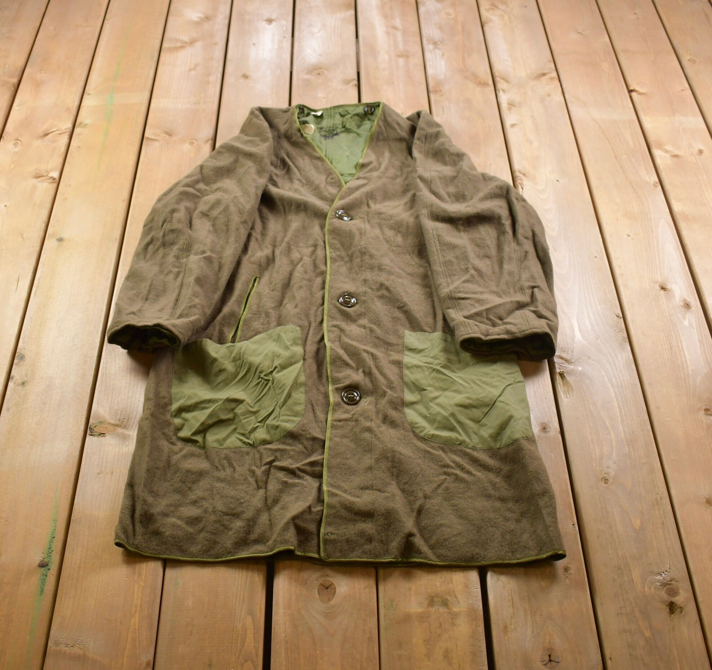 Vintage 1953 OG 107 Overcoat Military Liner / Button Up Liner / US Army Green / Vintage Army / Army Liner / True Vintage