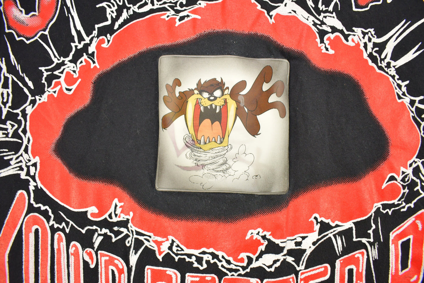 Vintage 1996 Taz "Scared? You'd Better Be" Hologram Graphic Looney Tunes T-Shirt / 90s Graphic Tee / Warner Bros / Made In USA