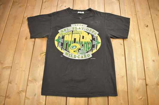 Vintage 1994 Green Bay Packers NFL Playoffs Wild Card Graphic T-Shirt / Made In USA / Single Stitch / NFL / 90s Streetwear / Sportswear