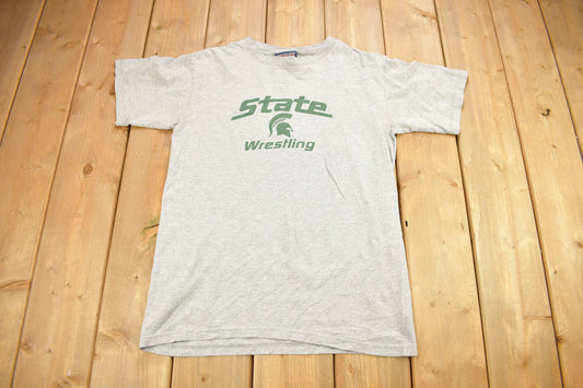 Vintage 1990s Michigan State University Wrestling Collegiate T-Shirt / NCAA Tee / Americana / Made In USA / Jansport