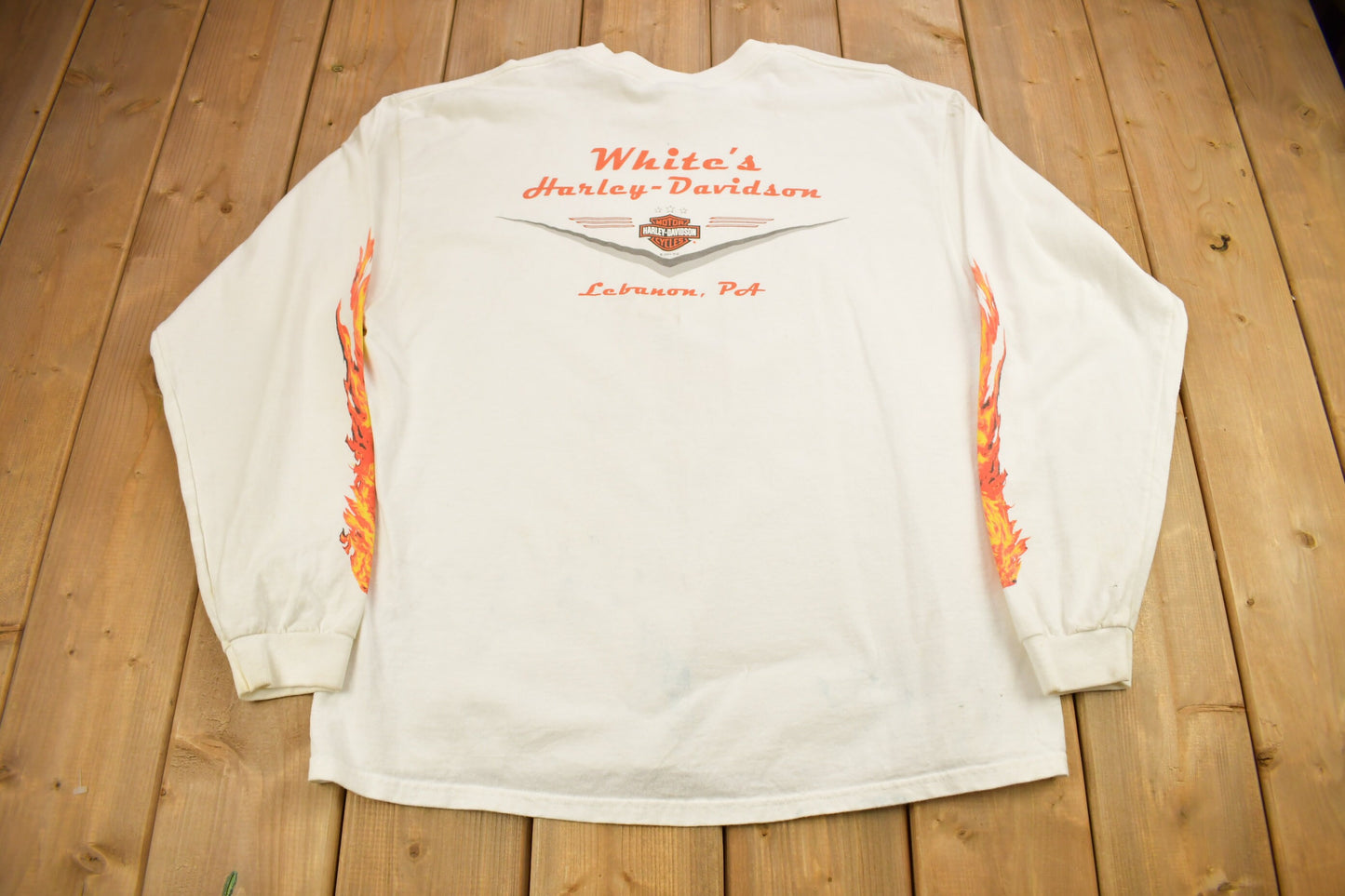 Vintage 2001 White's Harley Davidson Motorcycles PA Long Sleeve T-Shirt / Single Stitch / Biker Tee / Souvenir T Shirt