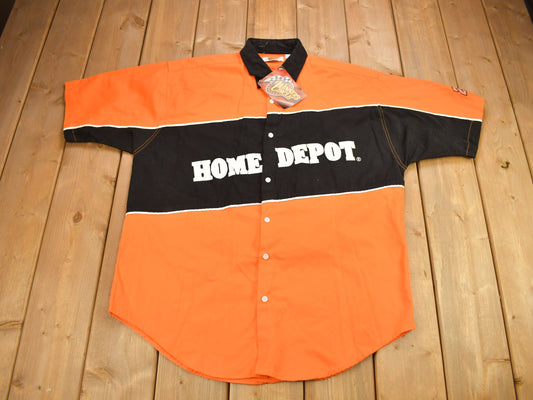 Vintage 2002 Deadstock Tony Stewart Home Depot NASCAR Pit Crew Shirt / Y2K Style / Embroidered / Racing Shirt / Color Block