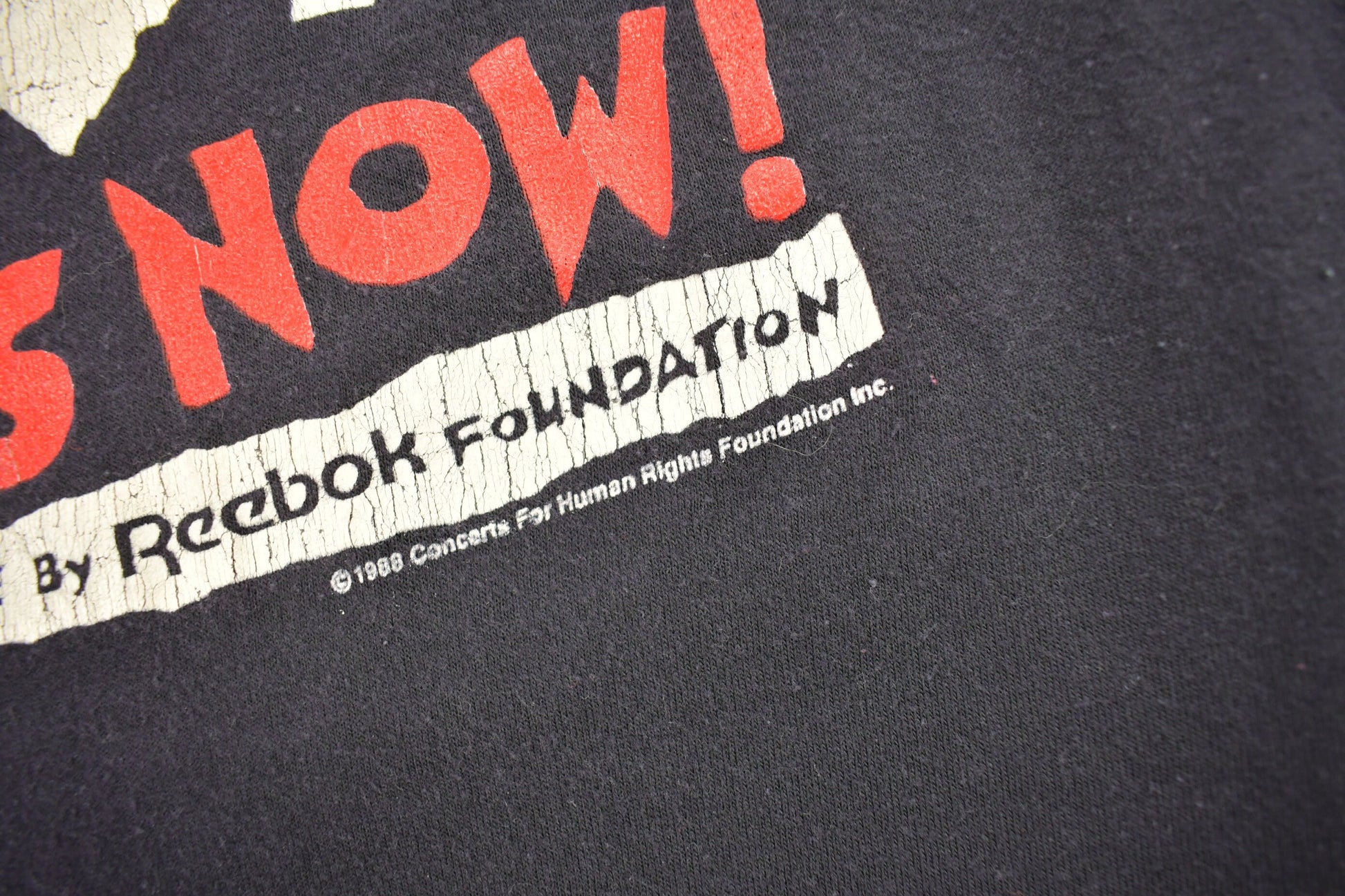 Vintage 1980s Reebok Concerts For Human Rights Graphic T-Shirt Single Stitch