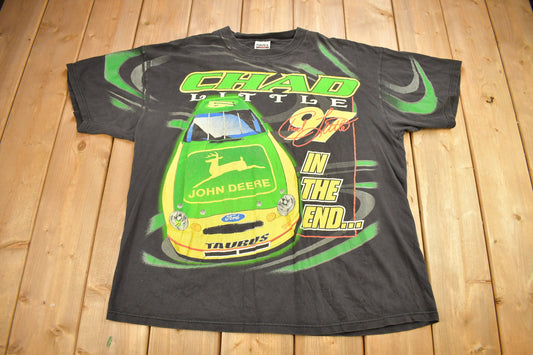 Vintage 1999 Chad Little "One Man Stands Alone In The End" All Over Print NASCAR T-Shirt