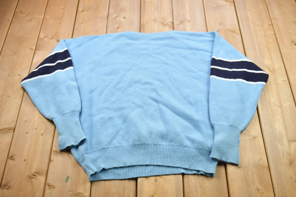 Vintage 1990s Light Blue 100% Wool Knit Sweater
