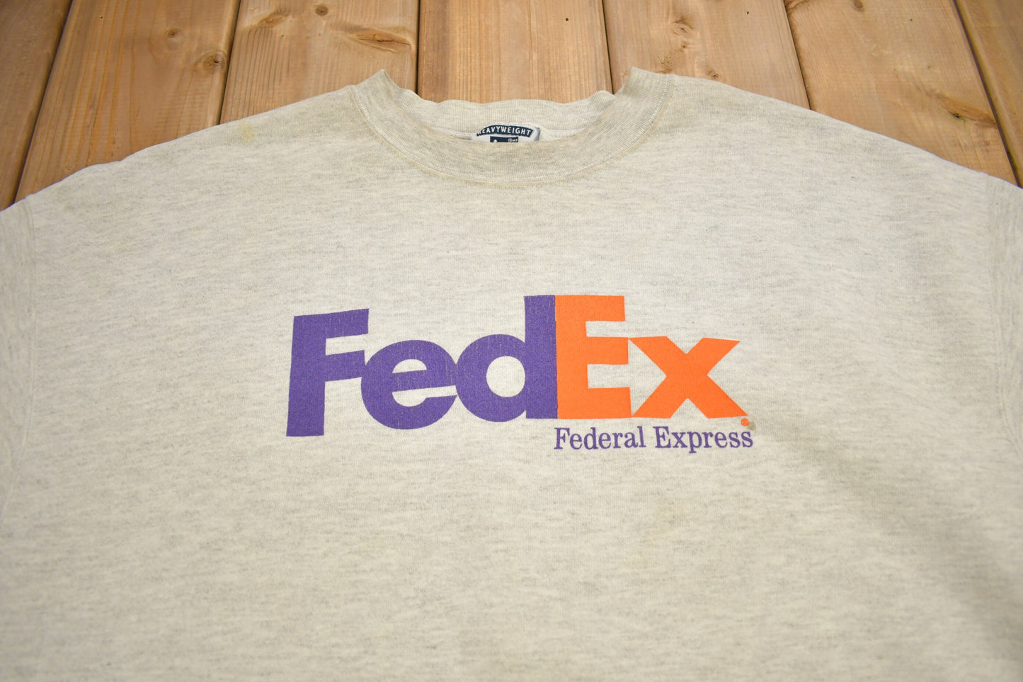 Vintage 1990s Fed Ex "The World On Time" Crewneck Sweatshirt / 90s Crewneck / Lee Heavy Weight / Streetwear / Federal Express