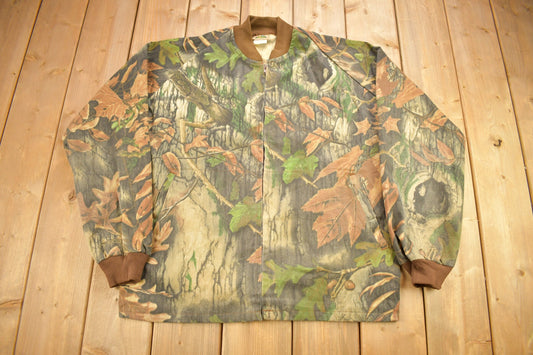 Vintage 1990s IDEAL Tree Camo Windbreaker Bomber Jacket / Camo Jacket / Outdoorsman / Made In USA