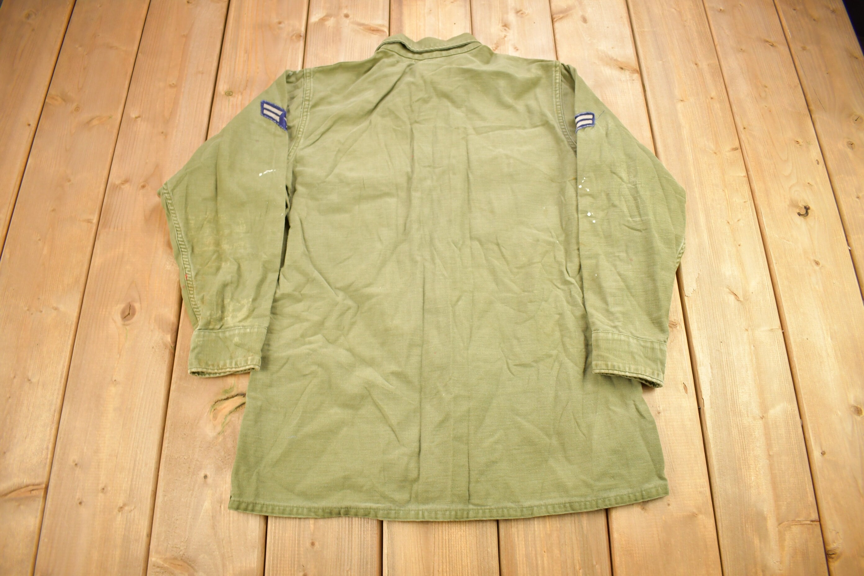 Vintage 1960s OG-107 US Air Force Military Sateen Shirt