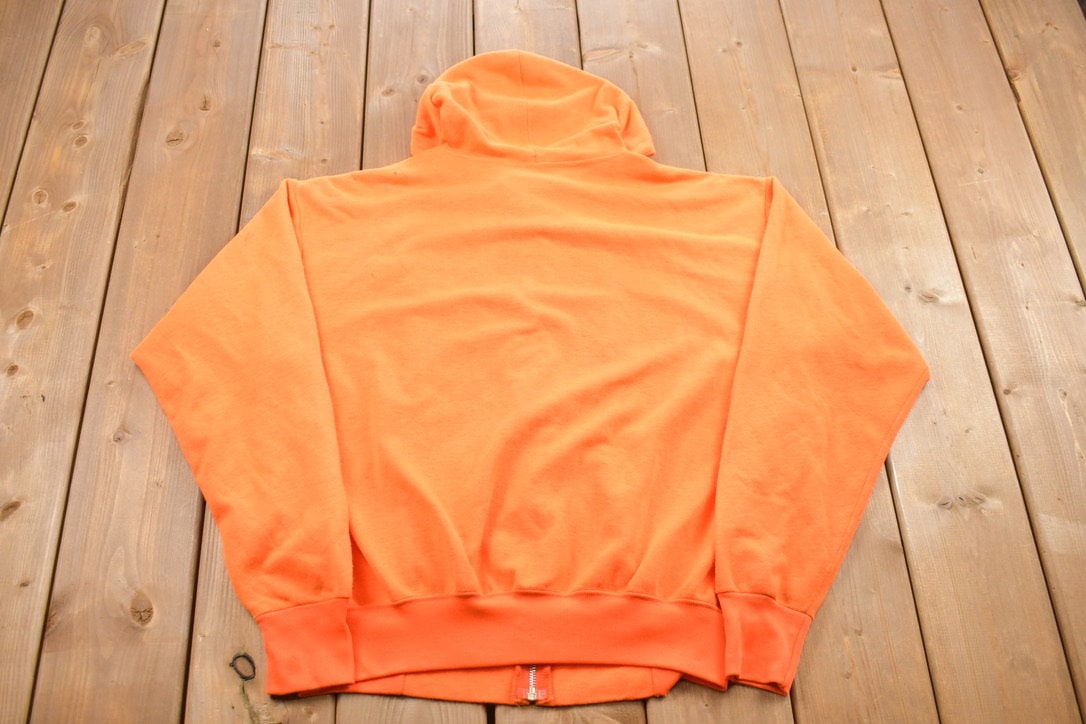 Vintage 1990s Ace Sportswear Bright Orange Blank Hoodie / 90s Hoodie / Made In USA / Essential / Streetwear / 90s Hoodie / Hunting Hoodie