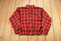 Vintage 1950s Wool Buffalo Plaid Button Up Hunting Jacket