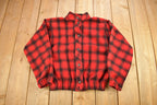Vintage 1950s Wool Buffalo Plaid Button Up Hunting Jacket