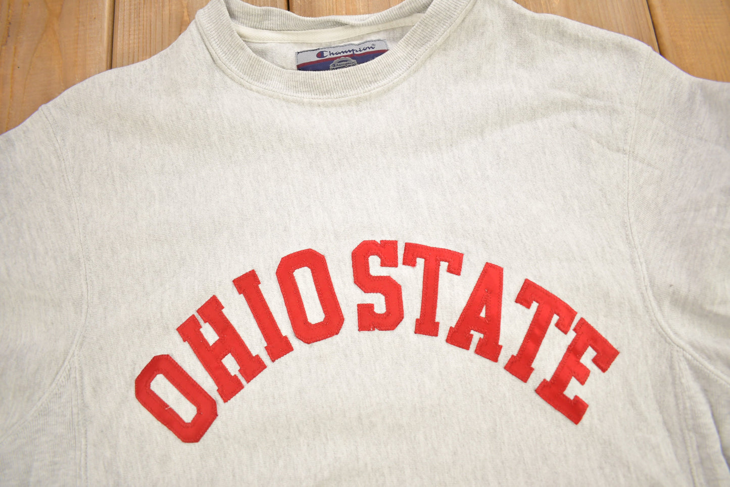 Vintage 1990s University of Ohio State Champion Reverse Weave Crewneck / Embroidered / NCAA Sweatshirt / Sportswear / Americana / Champion